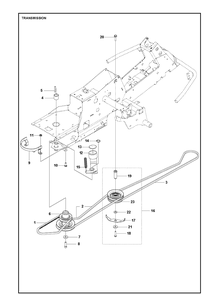 Transmission 3 Diagram and Parts List for R216TAWD 2021-11 Husqvarna Lawn Mower