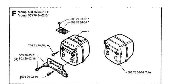 Muffler Diagram and Parts List for 371XP 19954900001-19960900000 Husqvarna Chainsaw