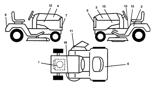 Decals Diagram and Parts List for LR12 (954000762-A)(1994-01) Husqvarna Lawn Tractor