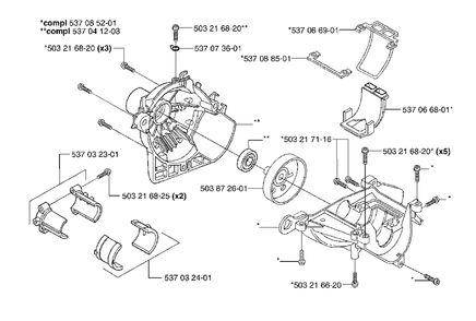 Crankcase Diagram and Parts List for 326L 2002-02 Husqvarna Trimmer