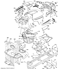 Chassis Diagram and Parts List for YTH23V48 (96045008600)(2010-01) Husqvarna Lawn Mower