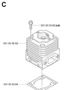 Cylinder Diagram and Parts List for 155B 20014000001-20041499999 Husqvarna Leaf Blower / Vacuum