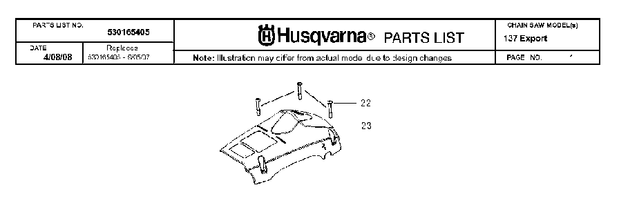Cover Diagram and Parts List for 137 20082200001 Husqvarna Chainsaw