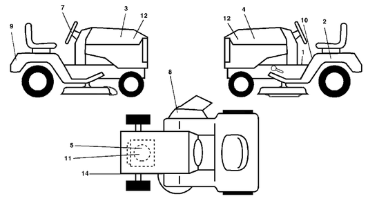 Decals Diagram and Parts List for YTH1542 (954567048-C)(2001-04) Husqvarna Lawn Tractor