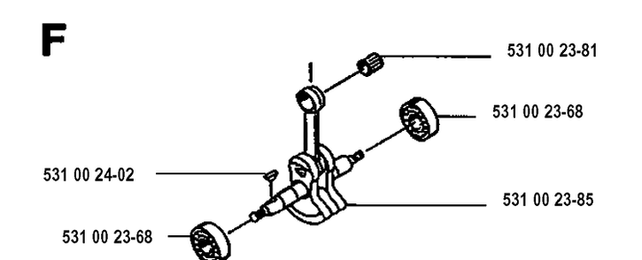 Crankshaft Diagram and Parts List for 125E  Husqvarna Edger
