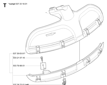 Guards Diagram and Parts List for 143R 20054100001-20065299999 Husqvarna Brush Cutter
