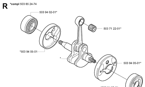 Crankshaft Diagram and Parts List for 326LX 20061400001-20070100000 Husqvarna Edger