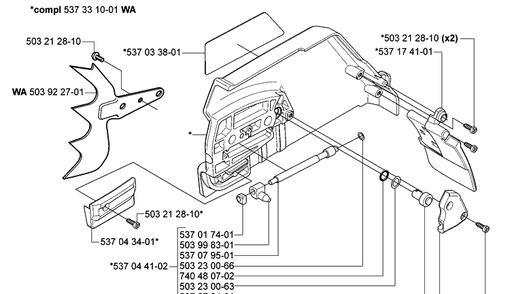 Wrap Handle Diagram and Parts List for 385 2005-03 Husqvarna Chainsaw