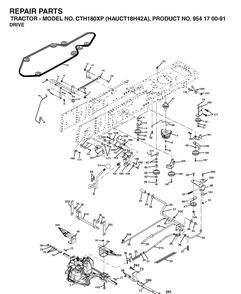 Drive Diagram and Parts List for CTH180XP (HAUCT18H42A)(2003-01) Husqvarna Lawn Tractor