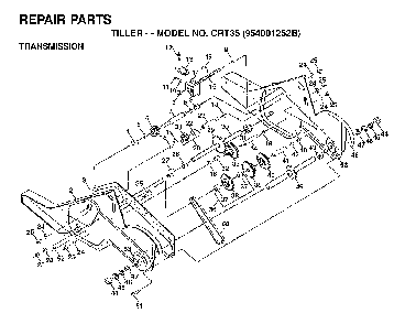 Transmission Diagram and Parts List for CRT35 (954001252B)(1995-03) Husqvarna Tiller
