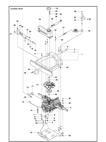 Chassis Rear Diagram and Parts List for R418TS AWD Husqvarna Lawn Mower