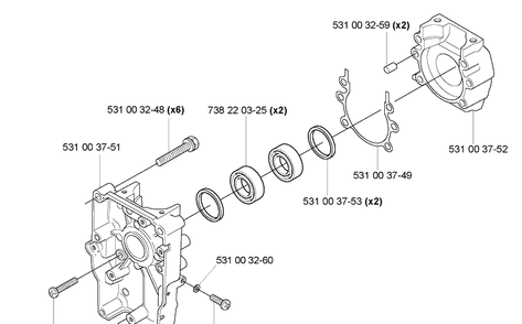 Crankcase Diagram and Parts List for 165BT 2005-08 - US Husqvarna Leaf Blower / Vacuum