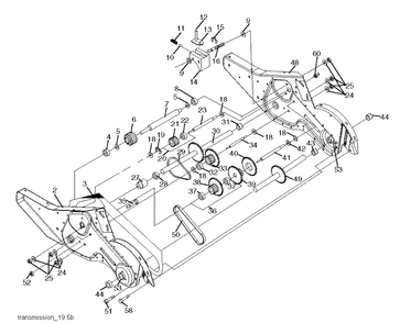 Transmission Diagram and Parts List for CRT51 (96091000203)(2007-02) Husqvarna Cultivator