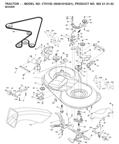 Mower Deck / Cutting Deck Diagram and Parts List for CTH150 (96061018201)(2007-05) Husqvarna Lawn Tractor
