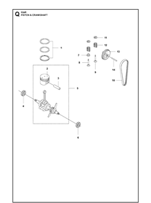 Piston And Crankshaft Diagram and Parts List for 524R 2020-11 Husqvarna Brush Cutter