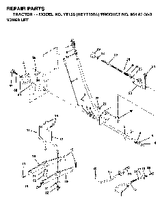Mower Lift / Deck Lift Diagram and Parts List for YT150 (HEYT150A, 954820031)(1996-01) Husqvarna Lawn Tractor