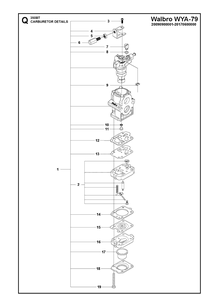 Carburetor Details Diagram and Parts List for 350BT  Husqvarna Leaf Blower / Vacuum