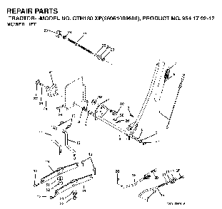 Mower Lift / Deck Lift Diagram and Parts List for CTH180XP (96061000600,954170212)(2005-01) Husqvarna Lawn Tractor