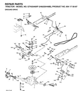 Drive Diagram and Parts List for GTH2548XP (HAU25H48B)(2004-01) Husqvarna Lawn Tractor