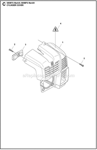 Cylinder Piston Diagram and Parts List for 580BTSMARKIII  Husqvarna Leaf Blower / Vacuum