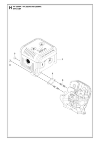 Exhaust Diagram and Parts List for HH389MP OB Husqvarna Engine