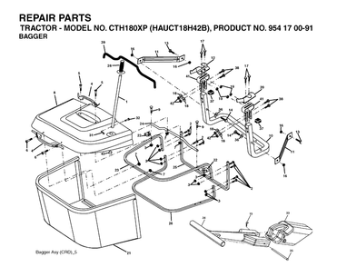 Bagger Diagram and Parts List for CTH180XP (HAUCT18H42B)(2004-01) Husqvarna Lawn Tractor