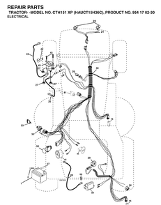 Electrical Diagram and Parts List for CTH151XP (HAUCT15H36C)(2004-09) Husqvarna Lawn Tractor