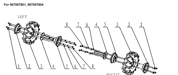Part Location Diagram of 582150401 Husqvarna Wheel Axle