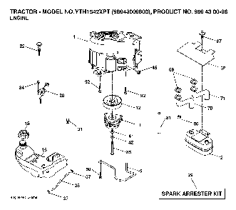 Engine Diagram and Parts List for YTH1542XPT (96043000600)(2006-01) Husqvarna Lawn Tractor