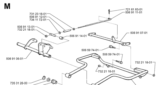 Frame Diagram and Parts List for RIDER850HST 1997-03 Husqvarna Lawn Mower
