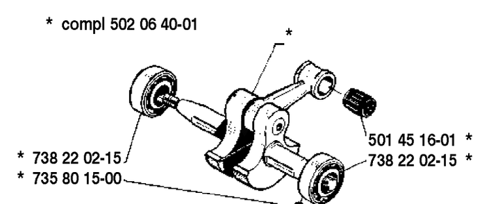 Crankshaft Diagram and Parts List for 250RX 1989-08 Husqvarna Brush Cutter