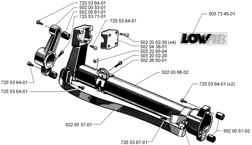Supporting Tube Diagram and Parts List for 265RX 1999-03 Husqvarna Brush Cutter