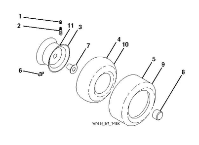 Wheels And Tires Diagram and Parts List for LGT54DXL  Husqvarna Lawn Tractor