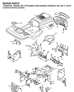 Chassis And Enclosures Diagram and Parts List for YTH1848XP (HAU18H48E)(2003-01) Husqvarna Lawn Tractor