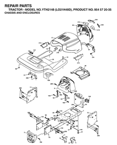 Chassis And Enclosures Diagram and Parts List for YTH2148-LO21H48D 2004-03 Husqvarna Lawn Tractor