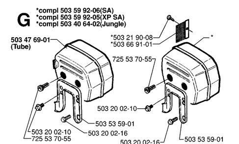Muffler Diagram and Parts List for 268 19970100001-19994500000 Husqvarna Chainsaw