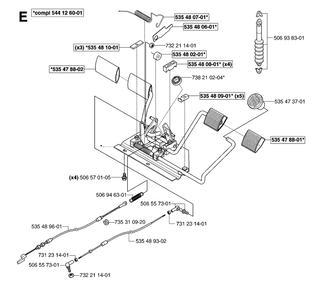 Pedals Diagram and Parts List for PF21AWD (965095101)(2007-03) Husqvarna Lawn Tractor