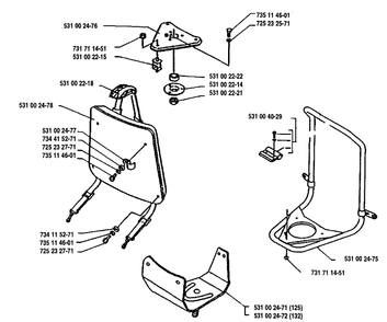 Handle Assembly Diagram and Parts List for 125RB 1993-01 Husqvarna Brush Cutter