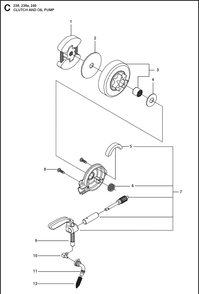 Clutch And Oil Pump Diagram and Parts List for 236 (967326401)(20144000001-Current) Husqvarna Chainsaw