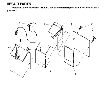 Battery Diagram and Parts List for 56SF (H56SFG, 954072501)(1995-03) Husqvarna Lawn Mower