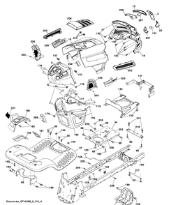 Chassis And Enclosures Diagram and Parts List for LGT2654 (96045003800)(2011-09) Husqvarna Lawn Tractor