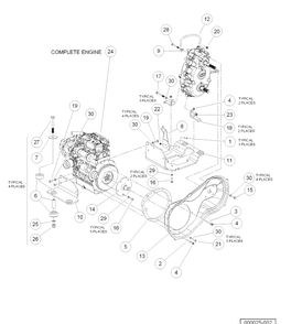 Kubota D722 Diesel Engine Mounting Diagram and Parts List for HUV4421DXP 2006-11 Husqvarna Lawn Tractor