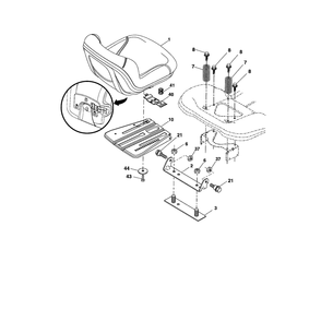 Seat Diagram and Parts List for 917287561  Husqvarna Lawn Tractor