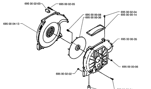 Fan Case Assembly Diagram and Parts List for 140BC 1997-04 Husqvarna Leaf Blower / Vacuum