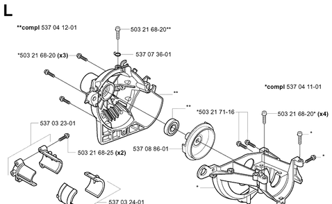Crankcase And Clutchdrum Diagram and Parts List for 325HE3 (X-SERIES)(20011800001-20040100000) Husqvarna Hedge Trimmer