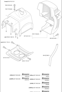 Top Cover / Muffler Guard / Bottom Plate Diagram and Parts List for 335FR 2008-09 Husqvarna Brush Cutter