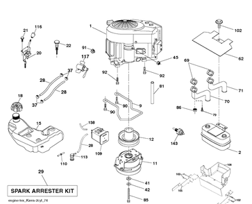 Engine Diagram and Parts List for TS348XD  Husqvarna Lawn Tractor