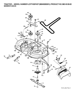 Mower Deck / Cutting Deck Diagram and Parts List for YTH20F42T (960450002-01)(2006) Husqvarna Lawn Tractor