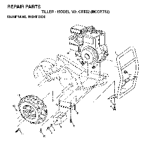 Mainframe, Right Side Diagram and Parts List for CRT52 (HCCRT52, 954140020)(1997-01) Husqvarna Tiller