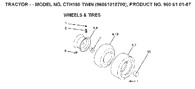 Wheels And Tires Diagram and Parts List for CTH180TWIN (96061018601)(2007-04) Husqvarna Lawn Tractor